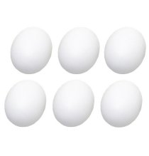 6Pcs Wooden Faux Fake Eggs, Pretend Children Play Kitchen Game Food Toy White