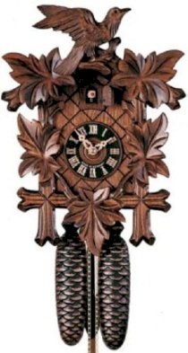 Hand-carved Birds and Leaves Eight Day Cuckoo Clock