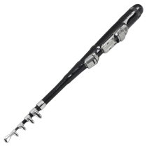 Black Round Handle Telescopic 6 Section Fishing Rod Pole 1.15M