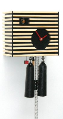 Modern cuckoo clock Bauhaus Design, black, 8 day