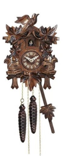 Quartz Cuckoo Clock with Beautiful Carving of Squirrels, 9 Inch