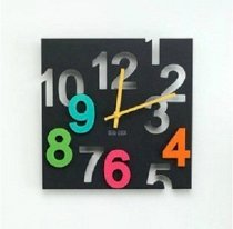 Pixnor@ Square 3D Big Digit Wall Clock Kitchen Office Home Decorative (Black)