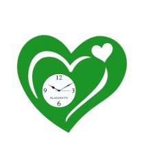 Blacksmith Green Laminated Aluminium Hearts Wall Clock