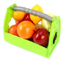 Picnic Fruit Basket Toy Food Play Set w/ Assorted Toy Fruit