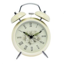  4" Non-ticking Loud Alarm Classic Design Flower Rose Design Twin Bell Alarm Clock with Nightlight