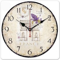  iCasso 12" Retro Vintage Arch of Triumph France And Lavender Country House Wood Wall Clock Wooden Wall Art Decor