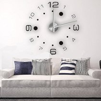 Max3 Large Size Frameless DIY 3d Wall Clock Home Decoration Art Clock Modern Black