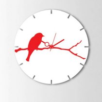  Timeline Tree Bird Wall Clock White And Red TI104DE99ZJGINDFUR