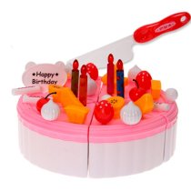 Holy Stone Fruit Cake Play Food Set for Kids with Cutting Knife,toppers & Candles