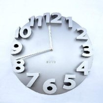 Pixnor@ 3D Big Digit Modern Contemporary Relief Decorative Round Wall Clock (Grey)