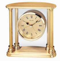  Seiko Desk and Table Alarm Clock Gold-Tone Solid Brass Case