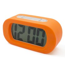 JCC Easy Setting Silicone Protective Cover Digital Silent LCD Large Screen Desk Bedside Alarm Clock with Snooze Light Function Batteries Powered (Orange)