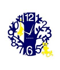 Blacksmith Yellow & Blue Laminated Aluminium Monkey Hanging On A Tree Wall Clock