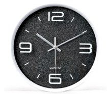 KABB Modern Minimalist Round 12-inch Non Ticking Ultra Silent Wall Clock (Black, 12-inch)