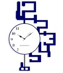 Blacksmith Blue & White Laminated Aluminium Stylized Digits With Pendulum Wall Clock