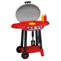 Toddlers Pretend Play Indoor/Outdoor BBQ Grill,Includes Tongs,Spatula,Ketchup,Mustard,Hot Dog,Corn and Chicken