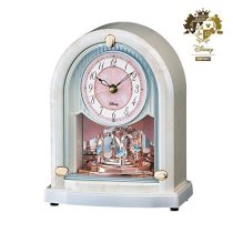 ( Seiko clock ) SEIKO CLOCK adult Disney FS201W luxury radio table clock white Marble analog