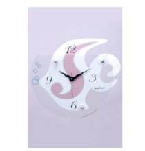  Wood Craft WG-123-WHT Analog Wall Clock (White, Pink) 