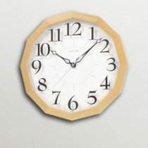  Rhythm Light Brown Dodecagon Wooden Wall Clock RH715DE08VUPINDFUR