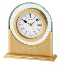 Seiko Desk and Table Alarm Clock Gold-Tone and Glass Case