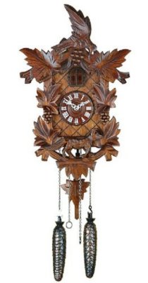 Quartz Cuckoo Clock 6 leaves, Bird, Grapes incl Batteries