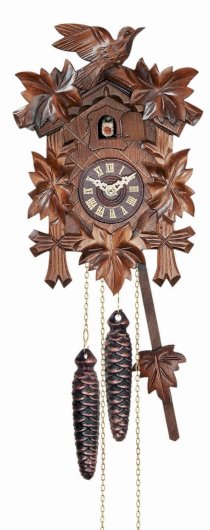 River City Clocks 12 Melody Quartz Cuckoo Clock with Five Leaves and Bird