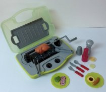 Portable Barbecue Set with Light & Real Sounds Toy for Kids