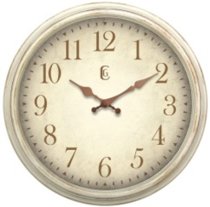  Geneva Clock Antique White Plastic Wall Clock, 16-Inch