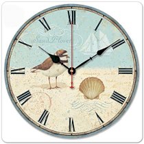  iCasso 12" Rustic Country House Sea Theme Bird Shell Sail Boat Wooden Wall Clock Wooden Wall Art Decor