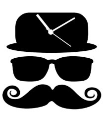 Blacksmith Moustache Hat Black Engineered Wood Wall Clocks