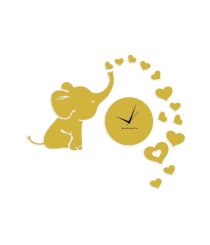 Blacksmith Golden Laminated Aluminium Elephant Love Hearts Wall Clock