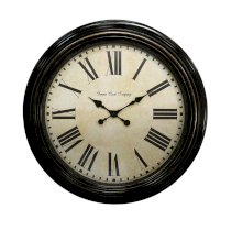 Geneva Plastic Wall Clock with Antique Black and Gold Finish, 23-Inch