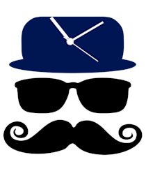 Blacksmith Moustache Hat Blue Engineered Wood Wall Clocks
