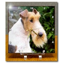 3dRose LLC Fox Terrier Desk Clock, 6 by 6-Inch