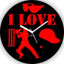 Zeeshaan Cricket I Love Cricket Analog Wall Clock