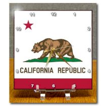 DC_158295_1 InspirationzStore Flags - Flag of California Republic - US American state - United States of America - The Bear Flag white red - Desk Clocks - 6x6 Desk Clock