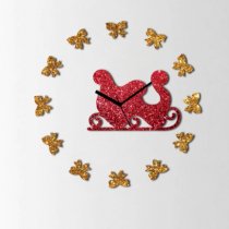 Crysto Santa Cart And Bow Wall Clock Red And Golden ZE928DE09GDUINDFUR