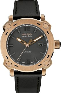 Bulova Accu Swiss Mens Stainless steel Black Leather 42,5mm 64538