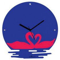 Crysto Swan In The Water Blue & Pink Wall Clock CR726DE29BQWINDFUR