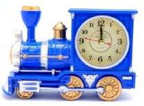 Blue Steam Engine Train Design Alarm Cock Quartz Desk Table Gift MY-2695