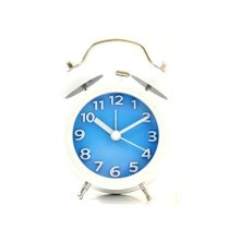 Solid Metal Fresh Letter Twin Double Bell Alarm Desk Table Clock Green Pink Blue 3 Colors (Blue)