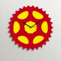 Timezone Gear Wall Clock Yellow And Red TI430DE10YLTINDFUR