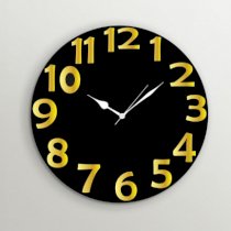 Timezone Classic Golden Numbers Wall Clock Black And Dull Golden TI430DE35YOQINDFUR