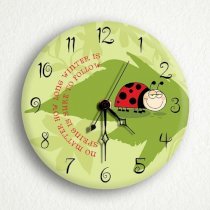 Ladybug Winter Spring 6" Silent Wall Clock (Includes Desk/Table Stand)