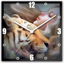 StyBuzz Girl With Lion Analog Wall Clock