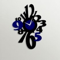 Timezone Stylized Numbers Wall Clock Black And Dark Blue TI430DE75YJGINDFUR