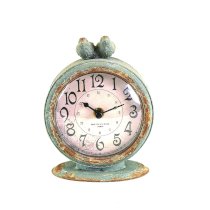 Creative Grey Pewter Table Clock with Bird