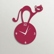 Timezone Naughty Cat Wall Clock Maroon TI430DE80YYLINDFUR