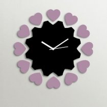 Timezone Multi Hearts Wall Clock Black And Mauve TI430DE25XZQINDFUR