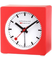 Mondaine Red Alarm Clock with LED Light